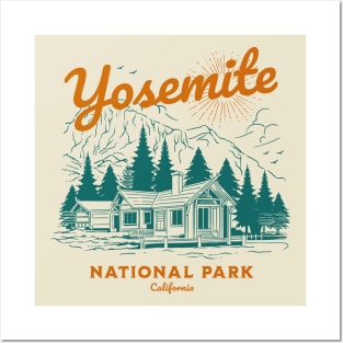 Yosemite National Park Retro Vintage Camping Posters and Art